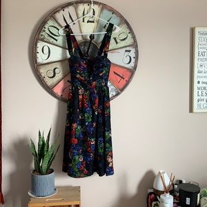 Blue, flower-pattern summer dress